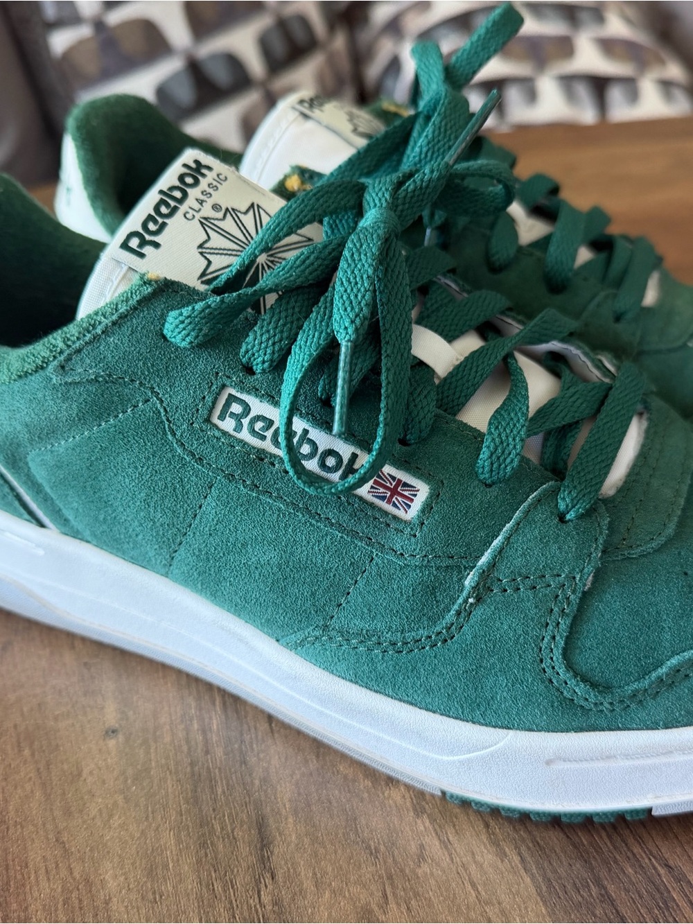 Reebok Classic Suede Low-Top Sneakers in Teal Green